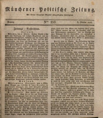 Münchener politische Zeitung (Süddeutsche Presse) Freitag 6. Oktober 1826