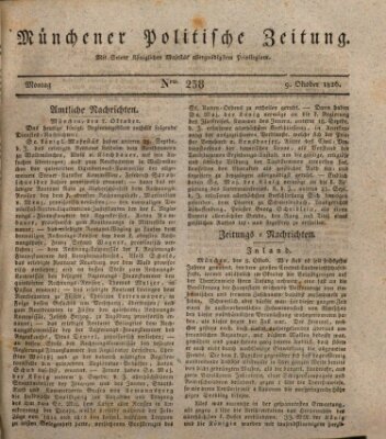 Münchener politische Zeitung (Süddeutsche Presse) Montag 9. Oktober 1826