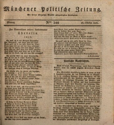 Münchener politische Zeitung (Süddeutsche Presse) Montag 16. Oktober 1826