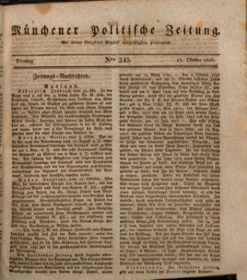 Münchener politische Zeitung (Süddeutsche Presse) Dienstag 17. Oktober 1826