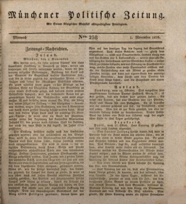 Münchener politische Zeitung (Süddeutsche Presse) Mittwoch 1. November 1826