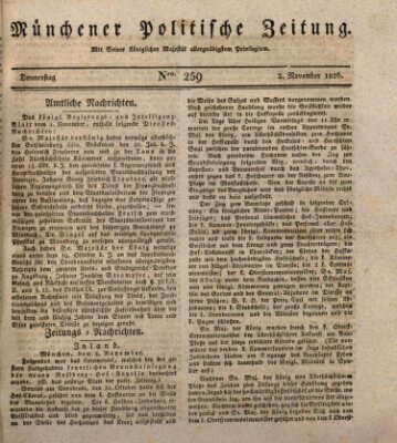 Münchener politische Zeitung (Süddeutsche Presse) Donnerstag 2. November 1826