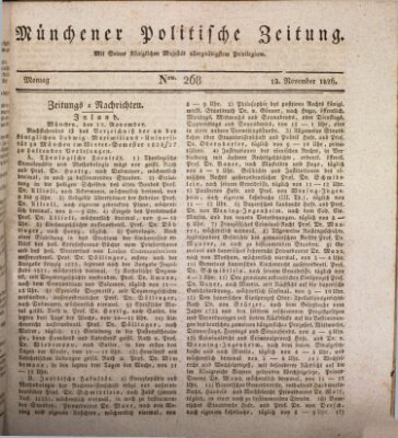 Münchener politische Zeitung (Süddeutsche Presse) Montag 13. November 1826