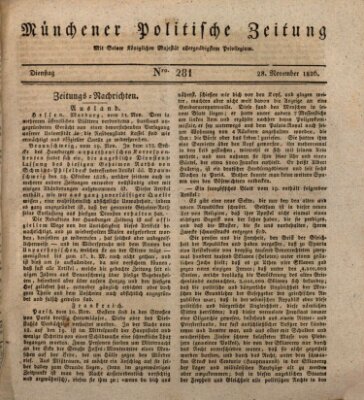 Münchener politische Zeitung (Süddeutsche Presse) Dienstag 28. November 1826