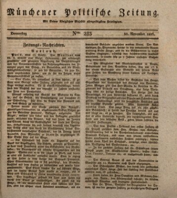 Münchener politische Zeitung (Süddeutsche Presse) Donnerstag 30. November 1826