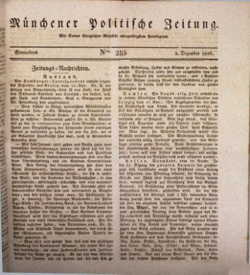 Münchener politische Zeitung (Süddeutsche Presse) Samstag 2. Dezember 1826