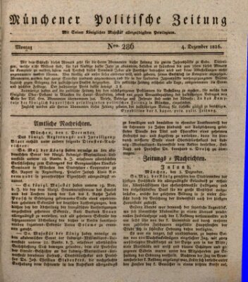 Münchener politische Zeitung (Süddeutsche Presse) Montag 4. Dezember 1826