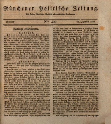 Münchener politische Zeitung (Süddeutsche Presse) Mittwoch 20. Dezember 1826