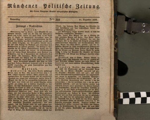 Münchener politische Zeitung (Süddeutsche Presse) Donnerstag 21. Dezember 1826