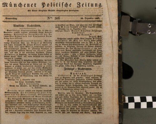 Münchener politische Zeitung (Süddeutsche Presse) Donnerstag 28. Dezember 1826