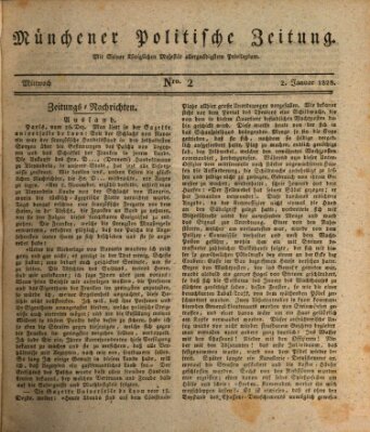 Münchener politische Zeitung (Süddeutsche Presse) Mittwoch 2. Januar 1828