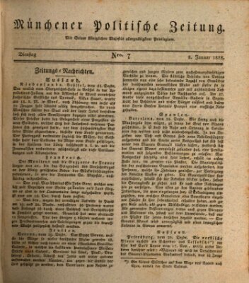 Münchener politische Zeitung (Süddeutsche Presse) Dienstag 8. Januar 1828