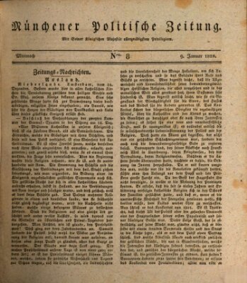 Münchener politische Zeitung (Süddeutsche Presse) Mittwoch 9. Januar 1828