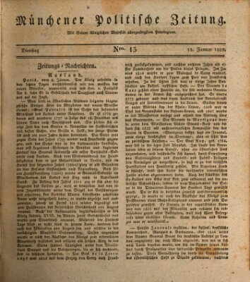 Münchener politische Zeitung (Süddeutsche Presse) Dienstag 15. Januar 1828