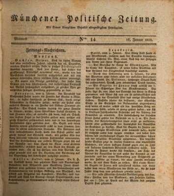 Münchener politische Zeitung (Süddeutsche Presse) Mittwoch 16. Januar 1828