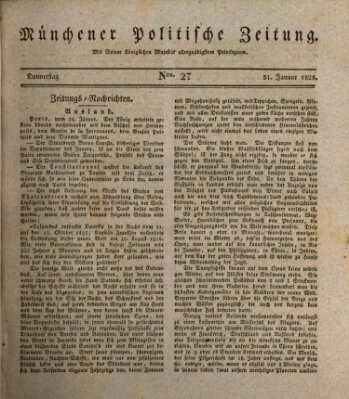 Münchener politische Zeitung (Süddeutsche Presse) Donnerstag 31. Januar 1828