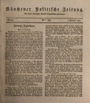 Münchener politische Zeitung (Süddeutsche Presse) Freitag 1. Februar 1828