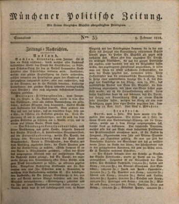 Münchener politische Zeitung (Süddeutsche Presse) Samstag 9. Februar 1828