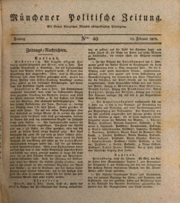 Münchener politische Zeitung (Süddeutsche Presse) Freitag 15. Februar 1828