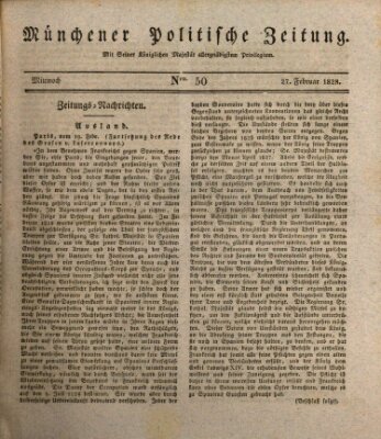 Münchener politische Zeitung (Süddeutsche Presse) Mittwoch 27. Februar 1828