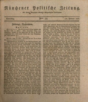 Münchener politische Zeitung (Süddeutsche Presse) Donnerstag 28. Februar 1828