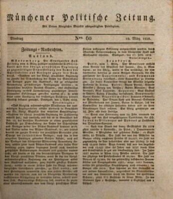 Münchener politische Zeitung (Süddeutsche Presse) Montag 10. März 1828