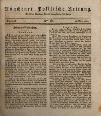 Münchener politische Zeitung (Süddeutsche Presse) Samstag 15. März 1828