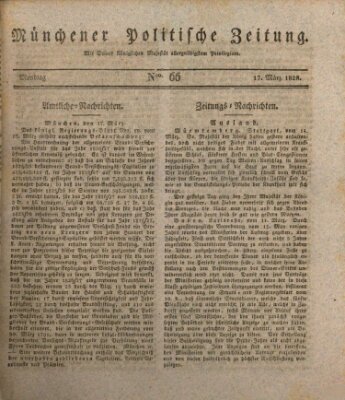 Münchener politische Zeitung (Süddeutsche Presse) Montag 17. März 1828