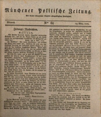 Münchener politische Zeitung (Süddeutsche Presse) Mittwoch 19. März 1828