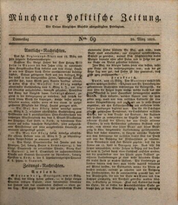 Münchener politische Zeitung (Süddeutsche Presse) Donnerstag 20. März 1828