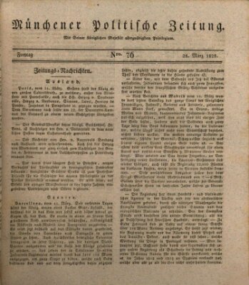 Münchener politische Zeitung (Süddeutsche Presse) Freitag 28. März 1828