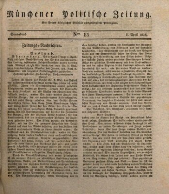 Münchener politische Zeitung (Süddeutsche Presse) Samstag 5. April 1828