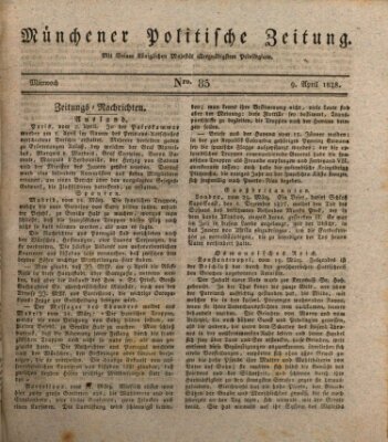 Münchener politische Zeitung (Süddeutsche Presse) Mittwoch 9. April 1828