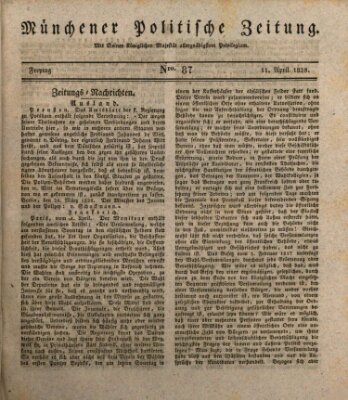 Münchener politische Zeitung (Süddeutsche Presse) Freitag 11. April 1828