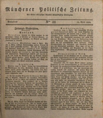 Münchener politische Zeitung (Süddeutsche Presse) Samstag 12. April 1828