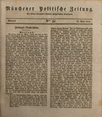 Münchener politische Zeitung (Süddeutsche Presse) Mittwoch 16. April 1828