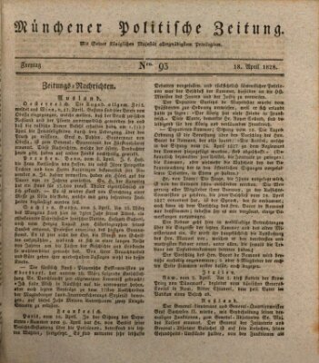 Münchener politische Zeitung (Süddeutsche Presse) Freitag 18. April 1828