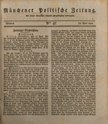 Münchener politische Zeitung (Süddeutsche Presse) Mittwoch 23. April 1828