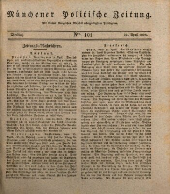 Münchener politische Zeitung (Süddeutsche Presse) Montag 28. April 1828