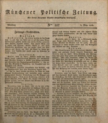 Münchener politische Zeitung (Süddeutsche Presse) Montag 5. Mai 1828