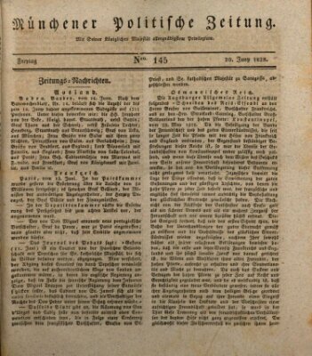 Münchener politische Zeitung (Süddeutsche Presse) Freitag 20. Juni 1828