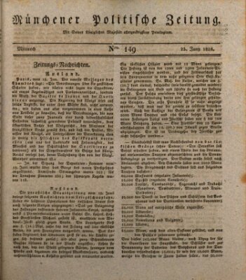 Münchener politische Zeitung (Süddeutsche Presse) Mittwoch 25. Juni 1828