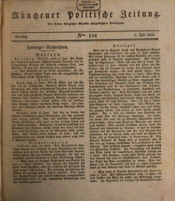 Münchener politische Zeitung (Süddeutsche Presse) Dienstag 1. Juli 1828