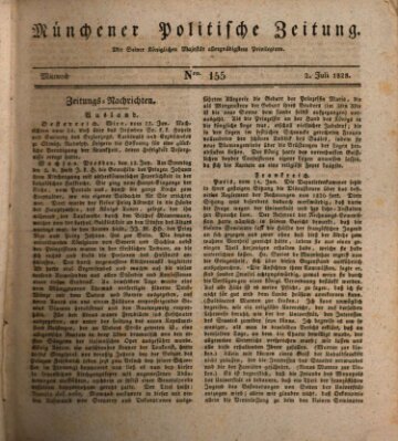 Münchener politische Zeitung (Süddeutsche Presse) Mittwoch 2. Juli 1828