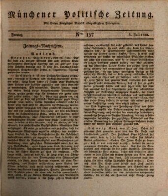 Münchener politische Zeitung (Süddeutsche Presse) Freitag 4. Juli 1828