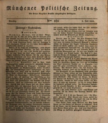 Münchener politische Zeitung (Süddeutsche Presse) Dienstag 8. Juli 1828