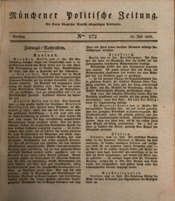 Münchener politische Zeitung (Süddeutsche Presse) Dienstag 22. Juli 1828