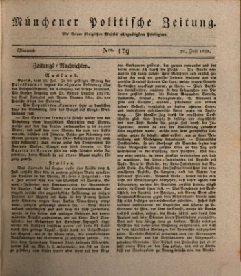 Münchener politische Zeitung (Süddeutsche Presse) Mittwoch 30. Juli 1828