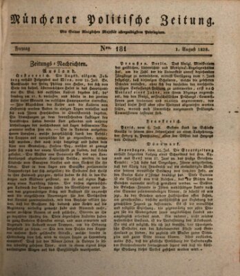 Münchener politische Zeitung (Süddeutsche Presse) Freitag 1. August 1828