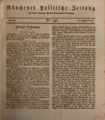 Münchener politische Zeitung (Süddeutsche Presse) Freitag 15. August 1828